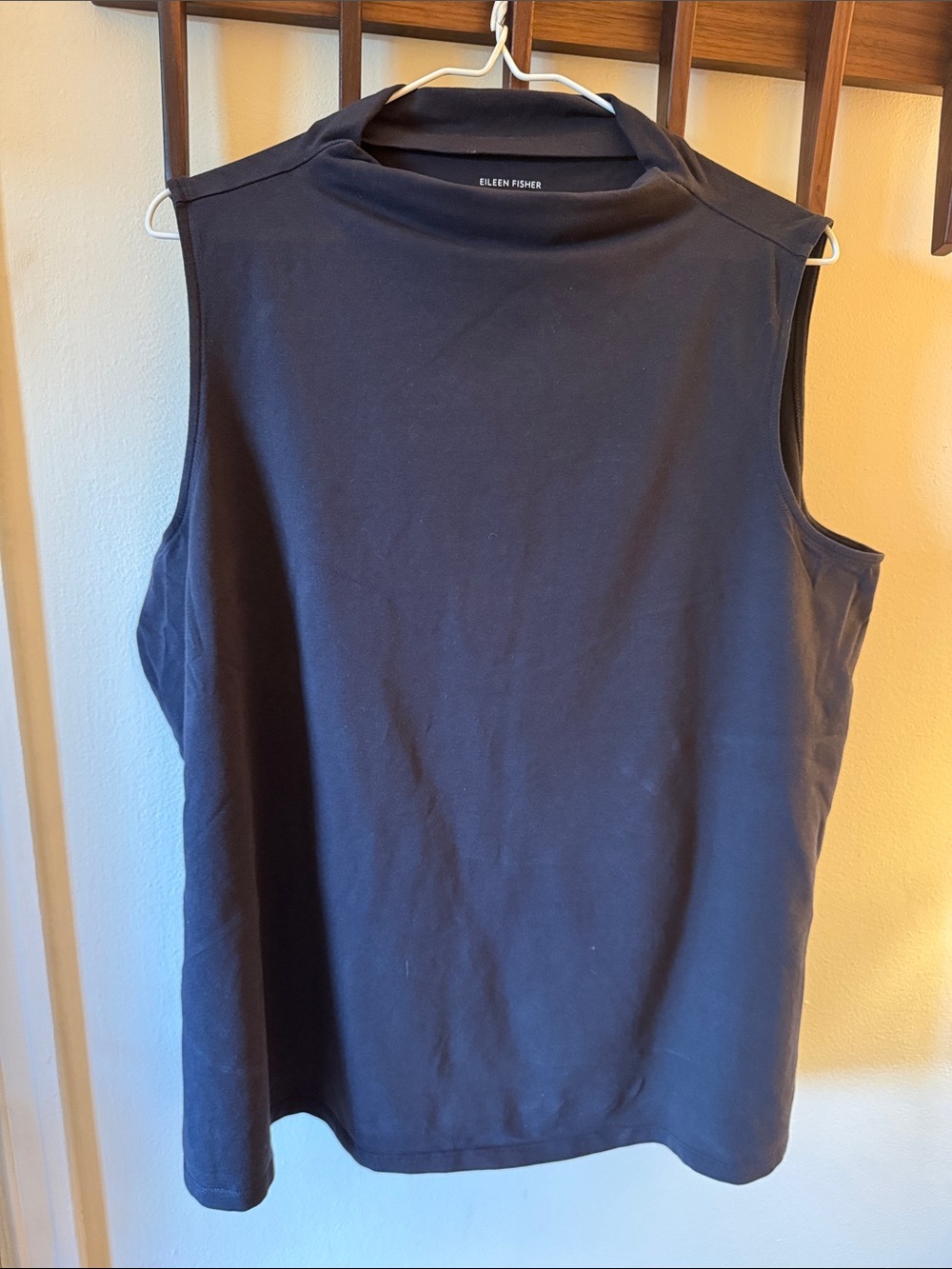 EILEEN FISHER Pima Cotton Stretch Jersey Funnel Neck Tank in Nocturne